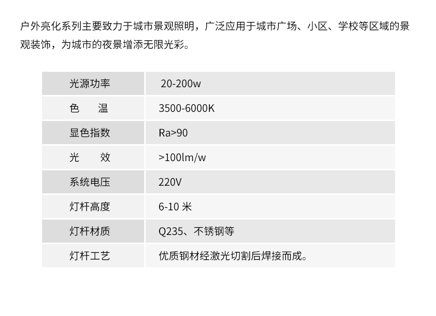 景观灯参数